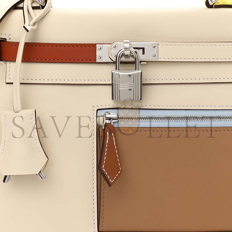 HERMÈS MASTER SWIFT COLORMATIC KELLY RETOURNE 25 NATA CUIVRE LIME MAUVE SYLVESTRE BLEU BRUME (25*17*7cm)